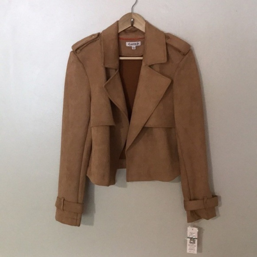 Nanette Nanette Lepore Women's L Jacket Caramel Faux Suede Cropped NJ4F114N6 - Picture 3 of 10
